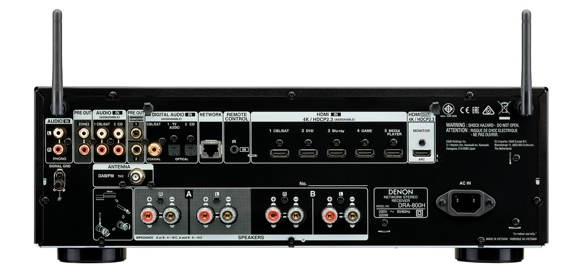 Denon DRA-800H Stereo Receiver - [2x100W BT Wi-Fi HEOS DAC USB Phono Tuner HDMI]